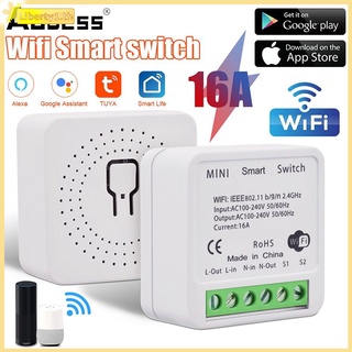 [LEY] มินิ Tuya WIFI สมาร์ทสวิทช์16A สนับสนุน2-Way Timing เปิดและปิดสมาร์ทโฮมทำงานด้วยเสียง Alexa Google บ้าน