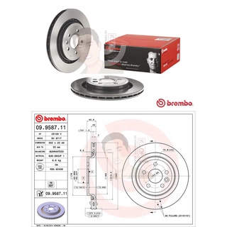 09 9587 11 จานเบรค ล้อ R (ยี่ห้อ BREMBO) รุ่น UV PVT VOLVO S60 II S80 II ปี