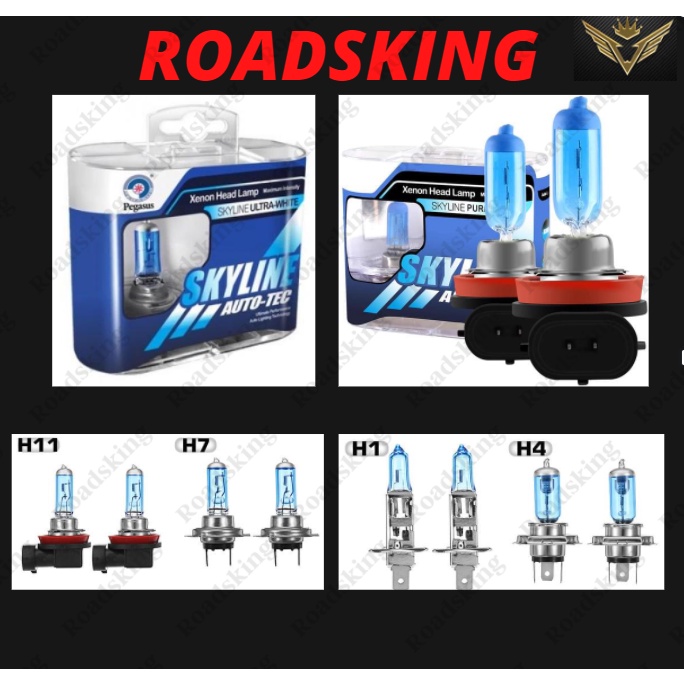 SKYLINE รถ 12V HEAD LAMP หมอกโคมไฟหลอดไฟ 55W 9006 H1 H11 H3 H4 H7 9005 9004 คุณภาพสูง
