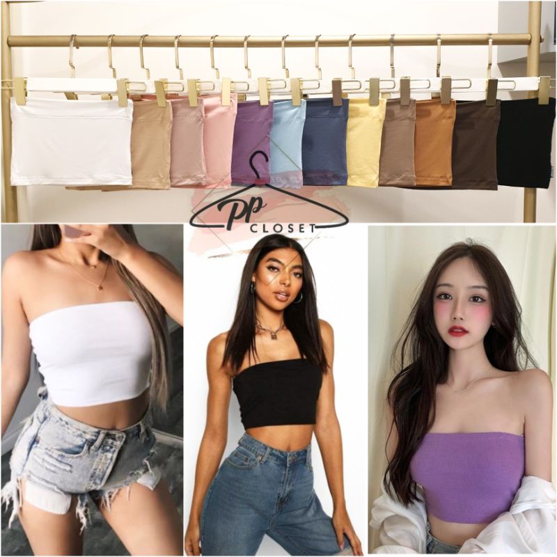 ซื้อ 💕PP♡CLOSET💕พร้อมส่ง12สี‼เสื้อเกาะอกแฟชั่น เนื้อผ้าเรย่อนอย่างดี (มี3ขนาด สั้น,กลาง,ยาว)