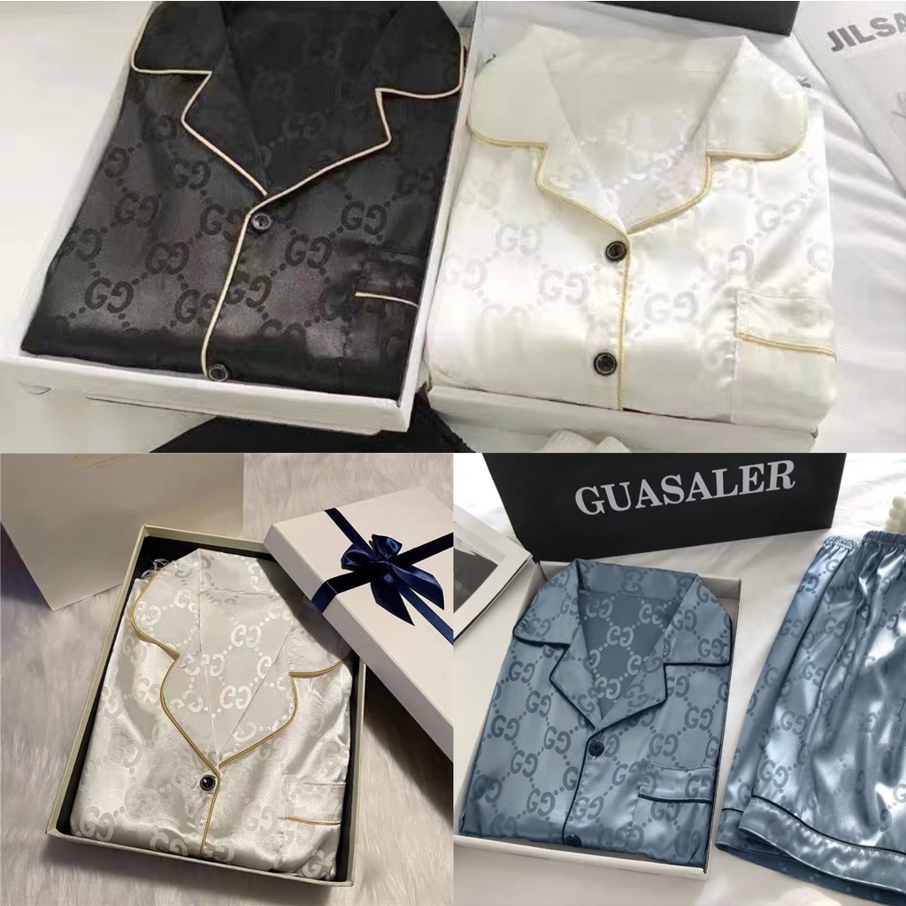 B999 มาใหม่ ★ส่งจากไทย★ชุดนอนซาตินแขนสั้นขาสั้น สีพื้นพรีเมี่ยม แฟชั่นสไตล์เกาหลี ลายน่ารัก