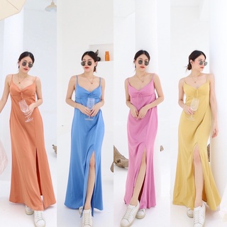 Satin maxi dress✨(490฿) ชุดเดรสซาตินสายเดี่ยว