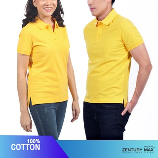 ZENTURY MAX เสื้อโปโล แขนสั้น เสื้อคู่ ชาย,หญิง สีพื้น 💥ผ้า Cotton 100% 💥LKP-3015 / MKP-3014-YEL สีเหลือง