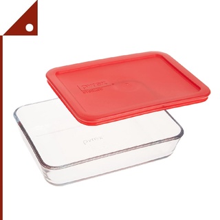 Pyrex : PYR1075430* กล่องเก็บอาหาร Rectangular Food Storage 3-Cup, Red