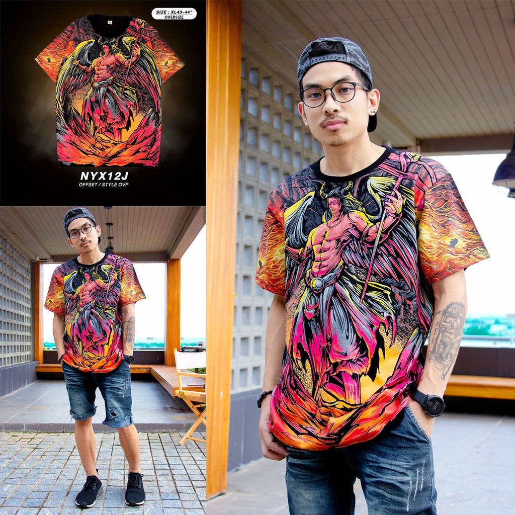 🎉 เสื้อยืดOPV Oversize 💢 Ovp  เทพเจ้าไฟสีแดง สกรีนแน่นๆ สีออฟเซ็ต งานสกรีนกลืนกับเนื้อผ้า ผ้าคอตตอน 