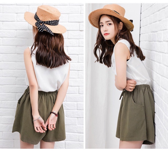?กางเกงขาสั้นผ้าลินิน ใส่สบาย น่ารัก สไตล์ญี่ปุ่น ??สินค้าถูก&คุณภาพดีจ้าา?จัดส่งทุกวันส่งไว?