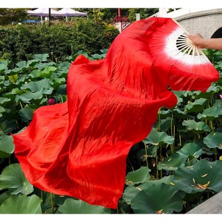 พัดผ้าไหมสีแดงสำหรับฟ้อนรำจีน(คู่ซ้าย/ขวา) 长绸扇 舞蹈扇子 Chinese Long Silk Fan Dance พัดสำหรับการแสดงฟ้อนรำจีนการแสดงรำจีน