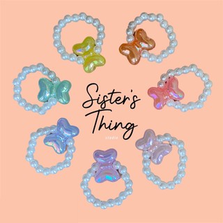 Sister’s Thing Studio 🌈 Ribbon Pearl แหวนลูกปัดมุกแต่งโบว์สีหวาน