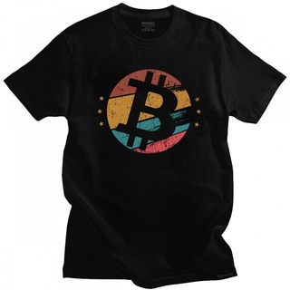 เสื้อยืดแขนสั้นผ้าฝ้ายสไตล์วินเทจ Btc Cryptocurrency Crypto