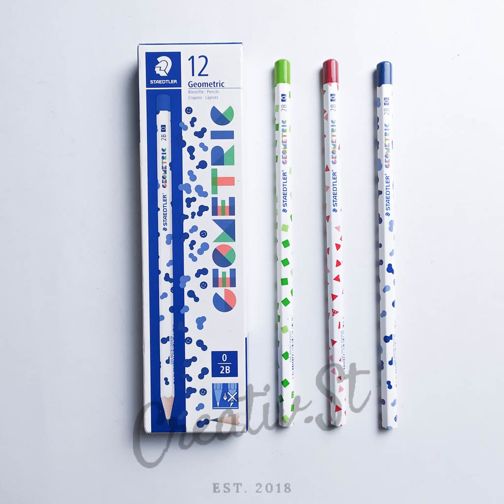 ดินสอ Staedtler Geometric Green Red Blue 2B