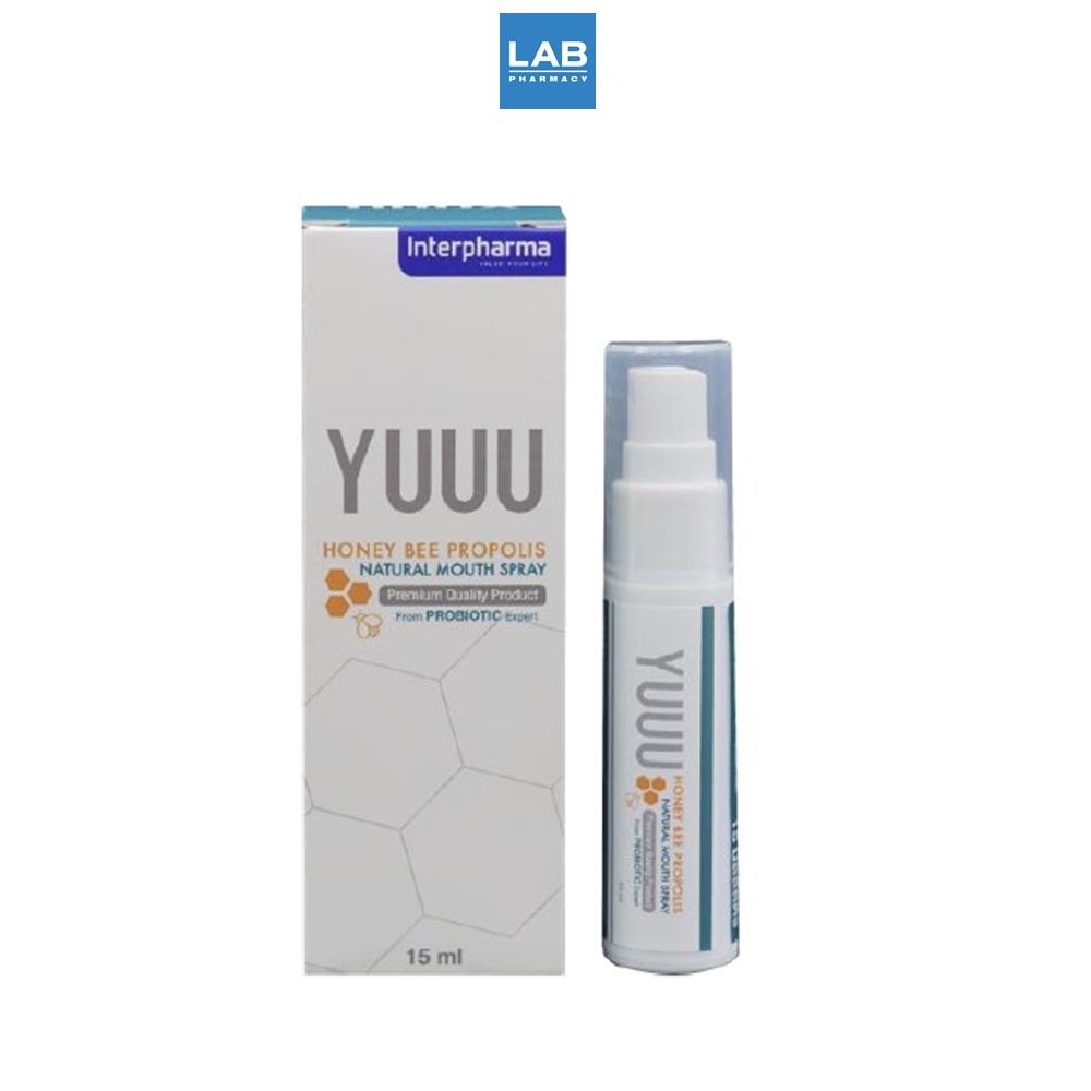 *[ซื้อ 1 แถม 1] Interpharma YUUU Honey Bee Propolis Natural Mouth Spray 15 ml. - สเปรย์ดูแลช่องปากแบ