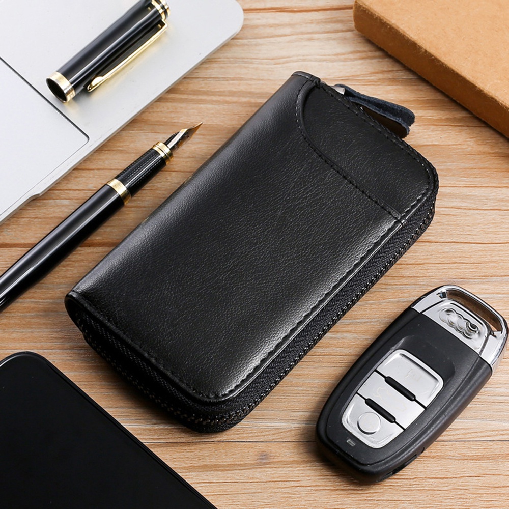 House Keeper Key Wallet Cow Leather Key Ring Credit Card Holder Large Capacity Unisex Key Bag