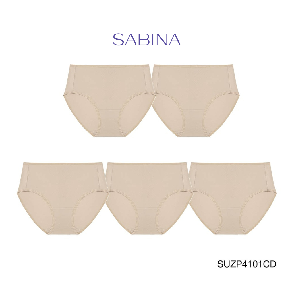 Sabina กางเกงชั้นใน (Set 5 ชิ้น) Collagen Boost! กางเกงในทรงเอวสูงปานกลาง รหัส SUZP4101CD สีเนื้อเข้ม