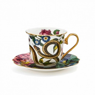 Spode Creatures of Curiosity Dark Floral Teacup &amp; Saucer แก้วน้ำชาพร้อมจานรอง 355 ml