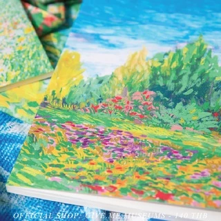 สมุดโน๊ตลายทิวทัศน์ธรรมชาติ ทุ่งดอกไม้ ท้องฟ้า ขนาด A5 notebook พกพาสะดวก สีสดใส ไม่มีเส้น ใช้ง่าย มีหลายลายให้เลือก