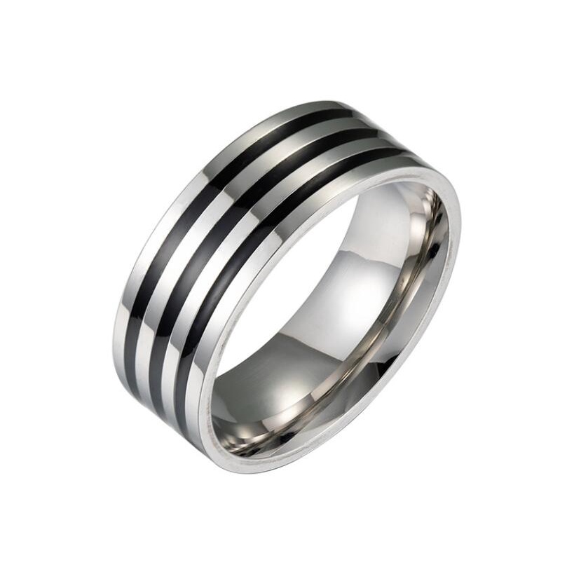 แหวนนิ้วเคลือบสีดําสําหรับผู้ชายสแตนเลส Jewellery US6/7/8/9/10/11/12 ชิ้นเดียว y1535