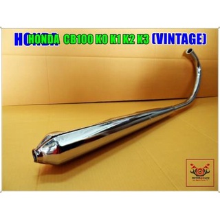 HONDA CB100 K0 K1 K2 K3 "NEW" EXHAUST MUFFLER "CHROME" PIPE "VINTAGE" STYLE (1 PC.) // ท่อไอเสีย คอท่อ 1.5" ปลายท่อ 1.5"