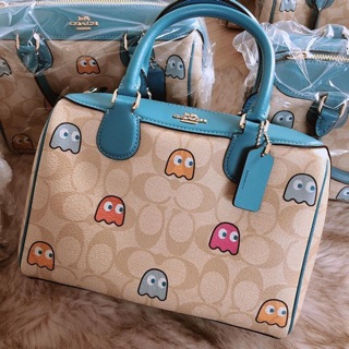 COACH MINI BENNETT SATCHEL IN SIGNATURE CANVAS WITH PAC-MAN GHOSTS PRINT (COACH F73067)🌟