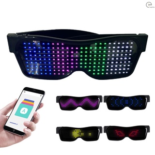 [T&amp;H] LED Glasses Customizable BT LED Glasses Colorful Light Glow Glasses DIY Messages 31 Animations 11 Pictures Music Mode Glow Toys for Halloween Party Rave Music Festival