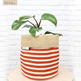 Pena Home : PLANT POT COVER กระถางต้นไม้ สีแดงลายริ้ว รุ่น 7PAS0013-7PAXL0013