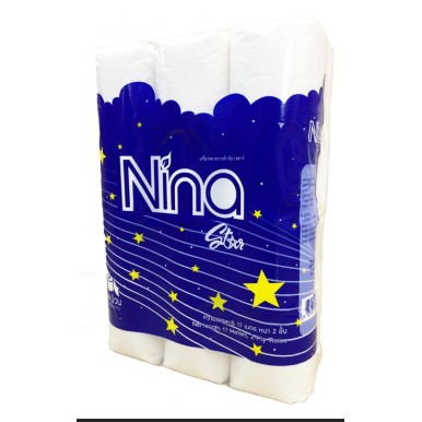 ทิชชู่ม้วน กระดาษชำระแบบม้วนยาว 17 M nina star นีน่าสตาร์ (1 แพ็ค บรรจุ 24 ม้วน) เยื่อกระดาษบริสุทธิ์ 100%