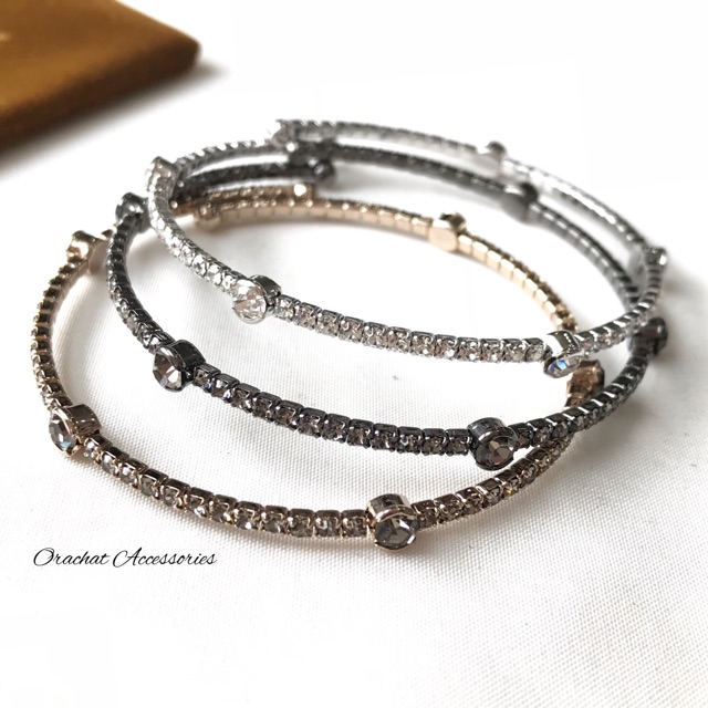 Rozy S 14k bracelet. (กำไลคริสตัล Swa ตัวเรือนชุบทองคำขาว)