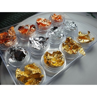 แผ่นทองติดเล็บ แผ่นเงิน แผ่นทองแดง  ทองคำเปลว foil flake &gt; กลิตเตอร์เส้น​ ฟอยติดเล็บ​ ฟอยทอง