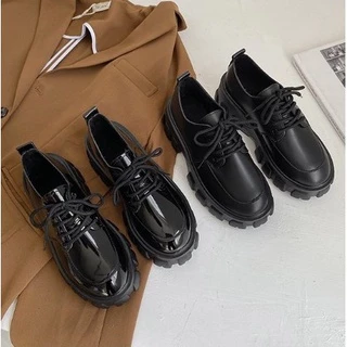 พร้อมส่ง รองเท้าหนังผู้หญิง ส้นหนาสไตล์อังกฤษ เสริมส้น ใส่สบาย งานวินเทจ