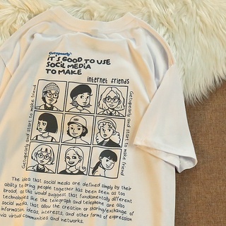 SHINee11เสื้อยืดลายการ์ตูนน่ารัก oversize เสื้อผ้าวัยรุ่นแฟชั่นเกาหลี เสื้อโอเวอร์ไซส์แขนสั้นสีขาว คอกลม สตรีท วินเทจ