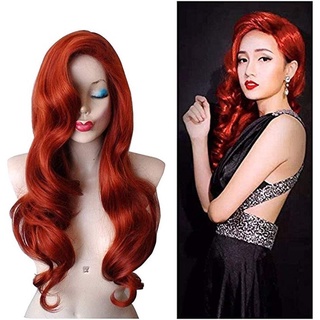 Takerlama Jessica Rabbit Costume Wig Red Long Hair Sexy Woman DGXy