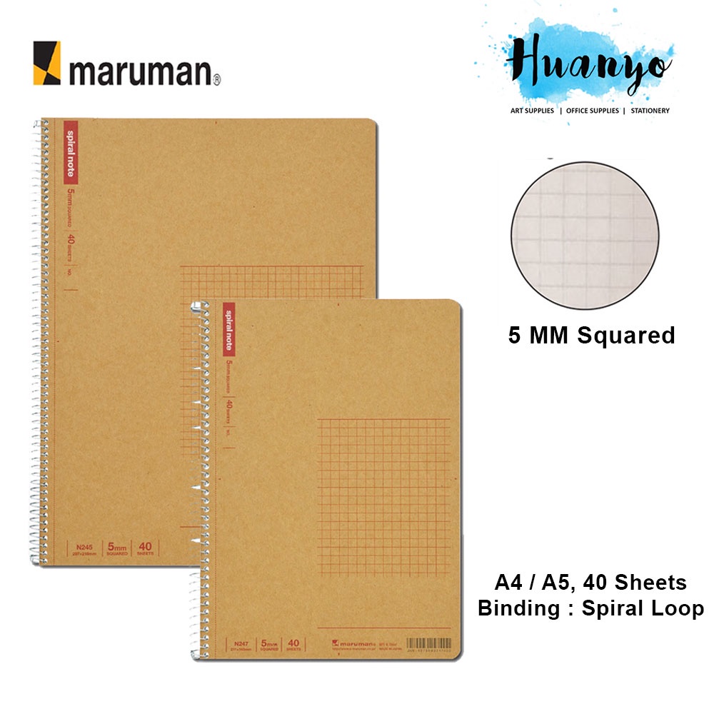 Maruman Spiral Note Squared Grid Wire-O Note Book 40 แผ่น (A5/ A4) [N247/ N245]