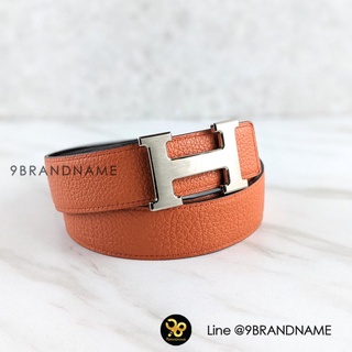 USED Hermes Clemence Belt 3cm+หัวHเงิน Size 80CM