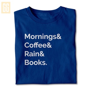 เสื้อยืดผู้ชาย90 - *&amp;^ เช้ากาแฟฝนหนังสือผ้าฝ้ายเสื้อยืด| เสื้อผ้า GG สําหรับผู้ชายS-5XL