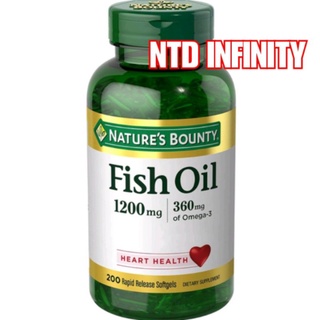 ลด 50 % นำเข้า🇺🇸(Exp11/23) Natures Bounty Fish Oil 1200Mg 200 Softgels Supports Heart Health Rapid Release