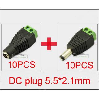 20PCS  ชิ้น male female dc power อะแดปเตอร์ปลั๊กเสียบ cctv led Lcd 5v 6v 9v 12v power terminal เชื่อมต่อ 5.5mm*2.1mm