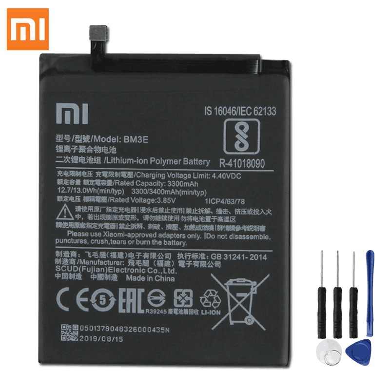 แบตเตอรี่ BM3E สำหรับ Xiao Mi 8 Mi 8 M8 BM3E ของแท้เปลี่ยนแบตเตอรี่ 3400mAh เครื่องมือฟรี