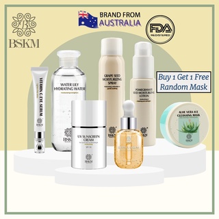 Bskm Super Value SkinCare Set ครีมกันแดด เรตินอล เซรั่มวิตามินซี อายครีม ไวท์เทนนิ่ง โลชั่น โทนเนอร์ ชุ่มชื้น สเปรย์ว่านหางจระเข้ มาสก์ ไวท์เทนนิ่ง ต่อต้านริ้วรอย ลดสิว