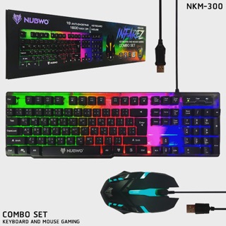 ชุด คีย์บอร์ด + เมาส์ NUBWO รุ่น NKM-300 มีไฟ LED