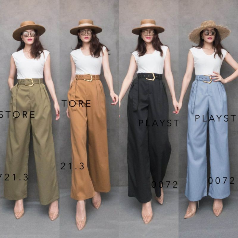 Mirrorsister #00721.3 Tina belt pants กางเกงขากระบอก กางเกงขายาว เอวสูง ใส่ทำงาน ทรงสวย