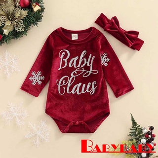 ❣KM✩Baby Christmas Snowflake Pattern Long Sleeve Round Neck Playsuit + Headband