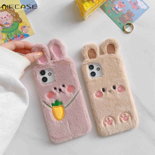 Xiaomi Mi 11 Note 10 10T 9 Pro Lite Ultra 10s CC9 CC9e 9 SE Phone Case Hairy Plush Carrot Rabbit Winter Warm Cute Cartoon Pink Soft TPU Casing Cases Case Cover