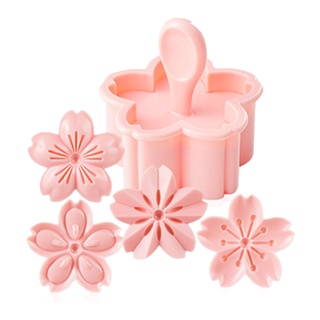 ✿ 5pcs/set Sakura Cookie Mold Stamp Biscuit Cutter Cherry Blossom Flower DIY Floral Mooncake Mold