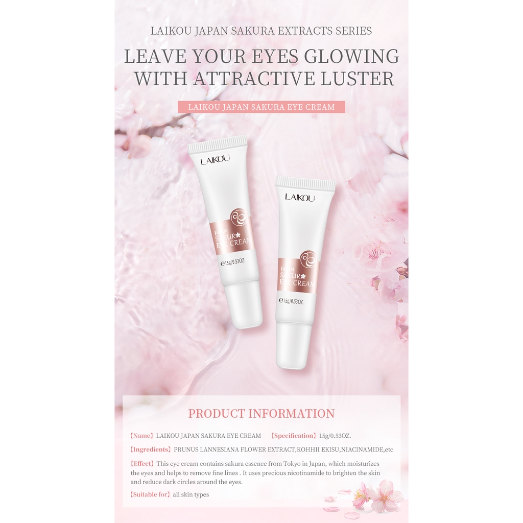 LAIKOU Cherry blossoms Eye Cream Sakura Face Serum Reduce Wrinkle Anti