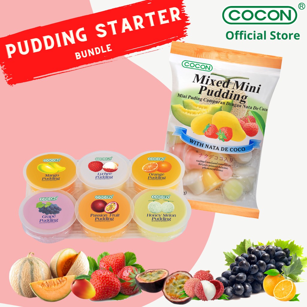 Pudding Starter Pack Coconพุดดิ้งผสมวุ้นมะพร้าว 80gx6 + มินิพุดดิ