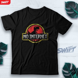 เสื้อยืด ลายไดโนเสาร์ Kaos No Internet Chrome T-rex BAJU DISTRO