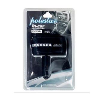 Polestar อุปกรณ์ตัวเพิ่มช่องที่จุดบุหรี่ในรถ 2ช่องและ1USB รุ่น WF-201 (สีดำ)