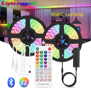 Lightinggeek DreamColor RGBIC ไฟ LED Strip บลูทูธเพลง APP ควบคุม Rainbow WS2811 กันน้ำ Tira ยืดหยุ่น Luces สำหรับตกแต่งบ้านและปาร์ตี้