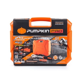 ชุดเครื่องมือลูกบ็อกซ์-ไขควง Pumpkin PRO-EVO27X / 40263 บ๊อกซ์ ขันนอตหัวรูดได้ ชุด 27ตัว 1/2"