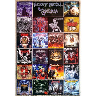 โปสเตอร์ ปก วง ดนตรี เฮฟวีเมทัล HEAVY METALS Cover MIX POSTER 24”x35” Inch Label Logo Advertising Sign