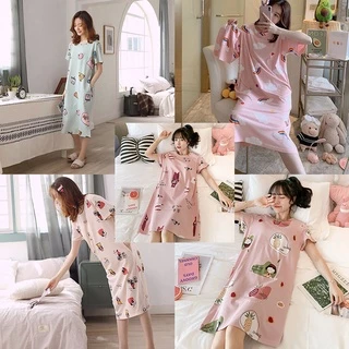 🔥Sale ลดราคา🔥 ชุดนอนผู้หญิง Set-02 เดรสยาว โพลีเอสเตอร์ ใส่สบาย ระบายอากาศได้ดี มีหลายสี หลายลาย หลายไซส์